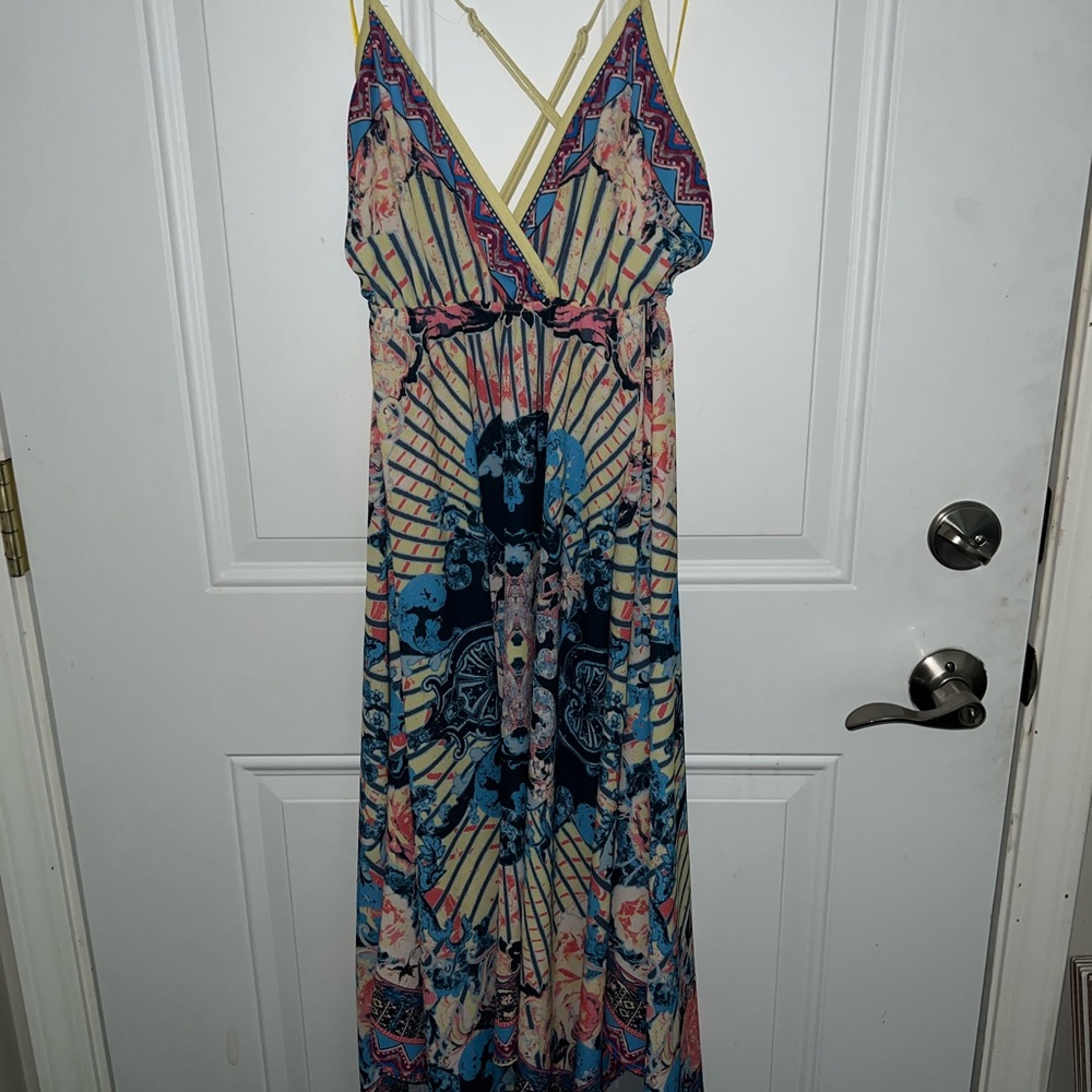 Jealous Tomato Blue Pink Resort Sundress Maxi